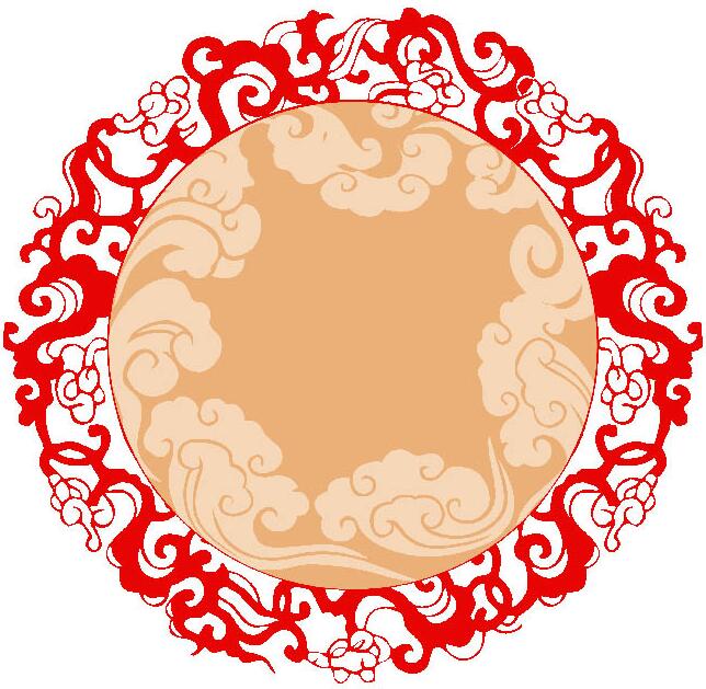 中国风圆形祥云装饰图案矢量图素材
