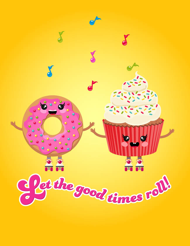 甜甜圈甜品卡通形象设计矢量素材