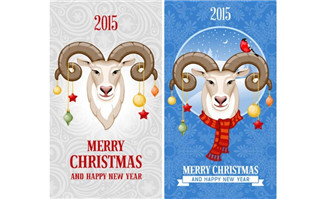 绵羊头圣诞元素海报设计矢量素材下载