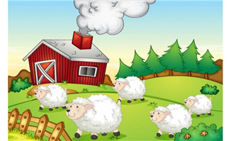 农场绵羊群卡通形象设计矢量素材