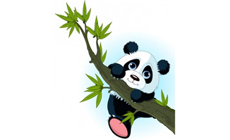爬树枝的熊猫可爱的表情矢量素材下载