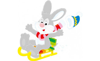 圣诞节元素可爱滑雪兔子矢量素材