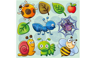 各种可爱动漫卡通小昆虫动物矢量素材下载