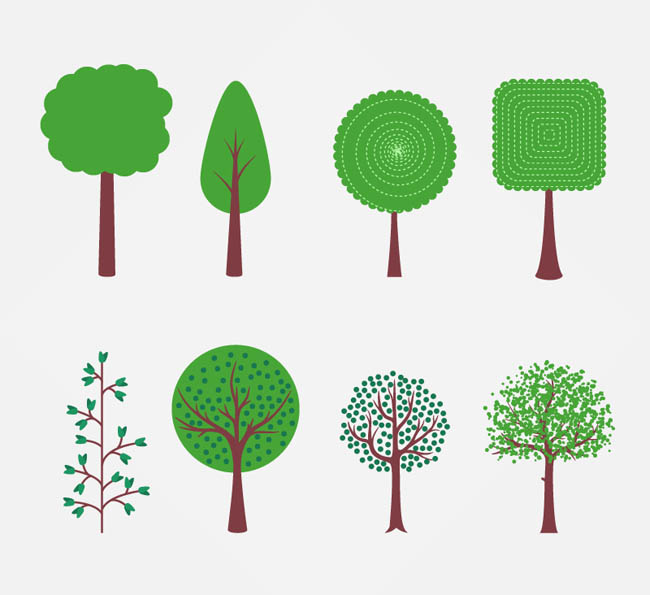 几款简单树木绘制设计矢量素材