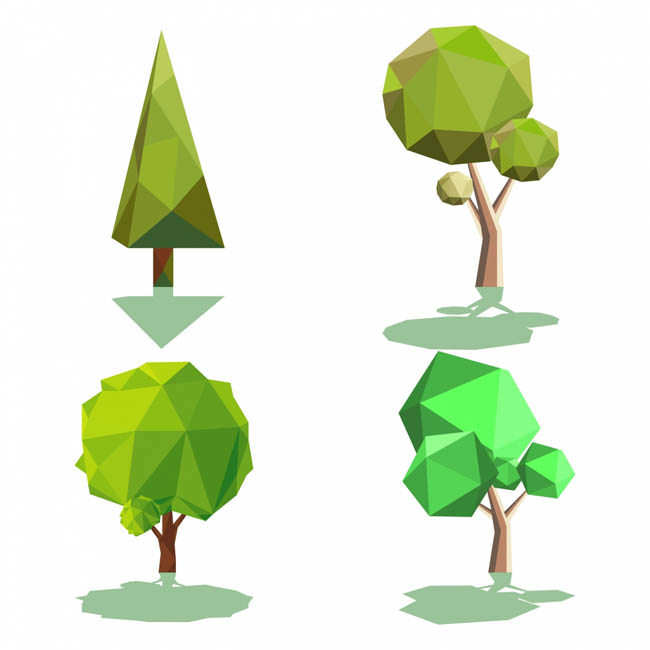 多边形树木创意设计素材
