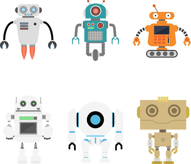 多款扁平化人工智能机器人设计素材