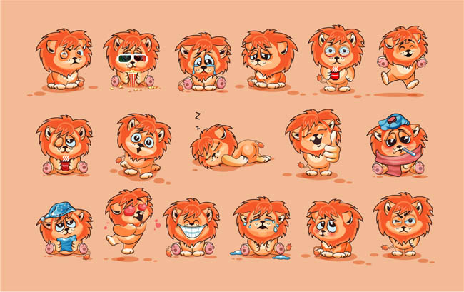 动漫狮子卡通形象设计静态表情包设计素材