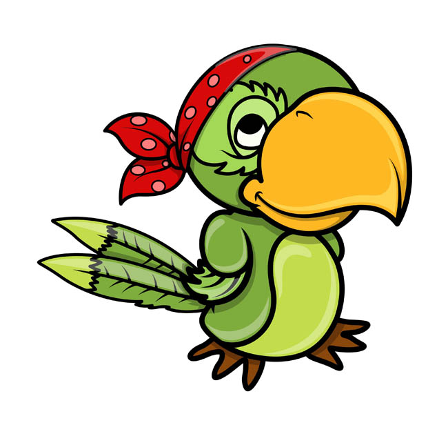 绿色鹦鹉卡通动漫形象设计矢量素材