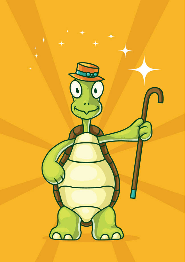 绿色乌龟动漫形象设计矢量素材下载