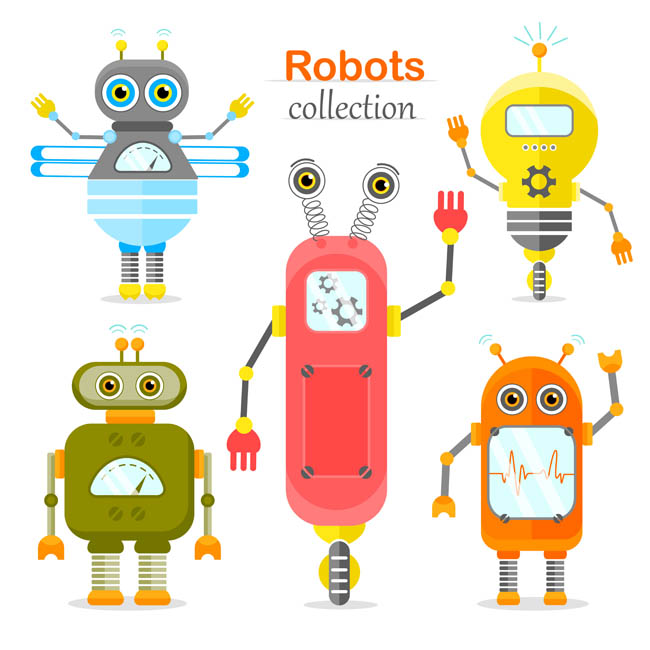 多款多彩可爱的卡通机器人设计