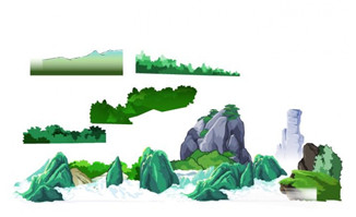 美丽的山川山脉山岩flash动画场景素材