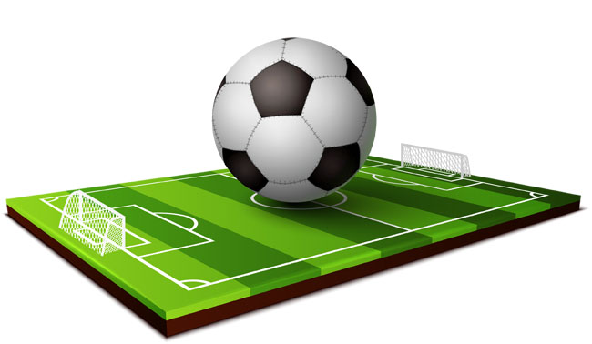 立体感足球场与足球组合设计素材下载