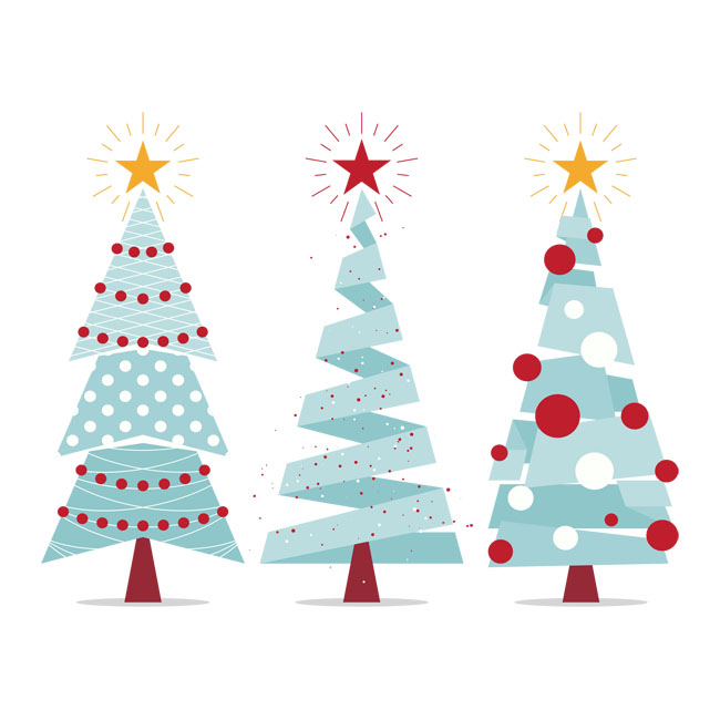 3款雪地质感的圣诞树素材设计矢量下载