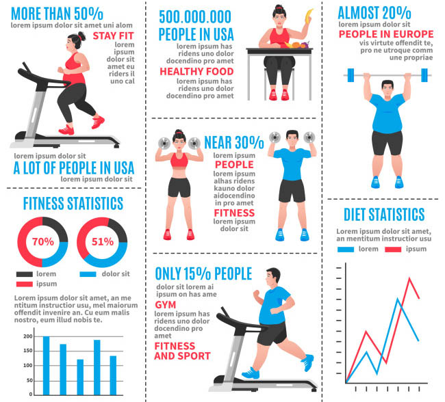 男女减肥运动计划数据信息设计矢量素材