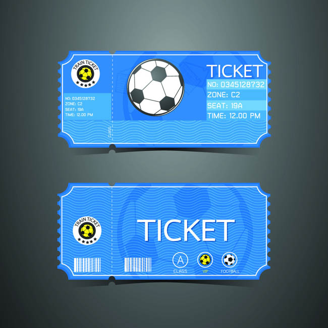 足球运动比赛门票设计矢量素材下载