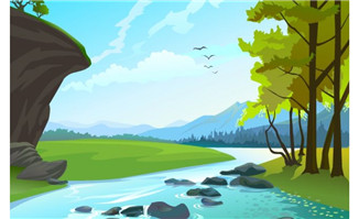 <b>原始森林深处的小溪河流场景设计flash动画素材下</b>