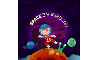 儿童的太空宇宙员情景设计矢量动漫形象设计
