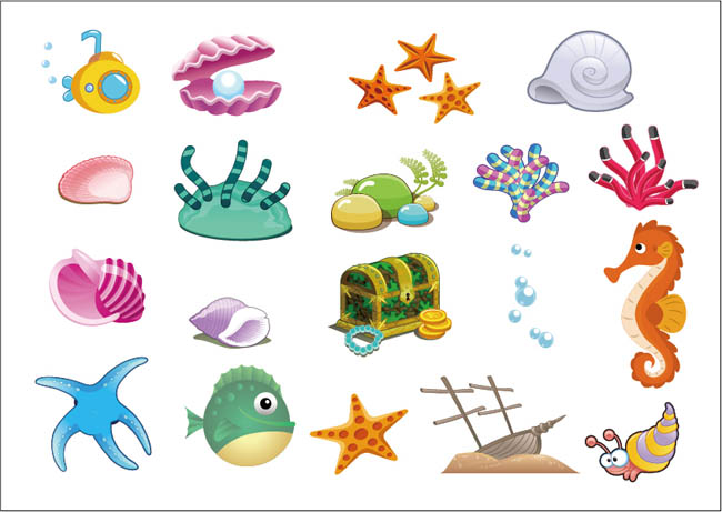 游戏角色海洋生物卡通形象设计矢量素材