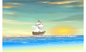 大海上航行的帆船场景背景设计flash动画素材