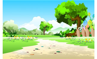 山野绿地里面的山路场景动画背景设计flash素材