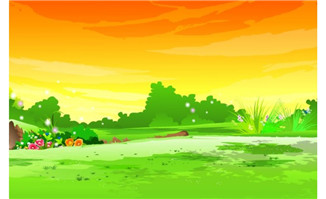 绿地场景动画背景茂盛的树木旁flash动画素材