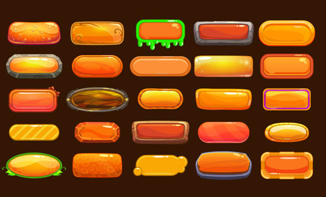 游戏按钮质感手绘横向按钮设计矢量素材
