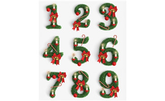 12345到9的数字圣诞树创意设计数字字体设计