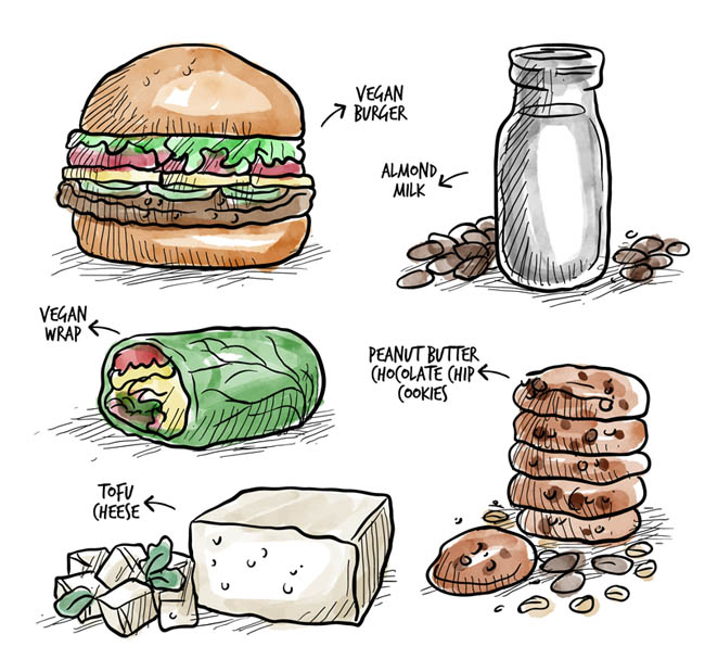 素描手绘风格食物汉堡设计矢量素材