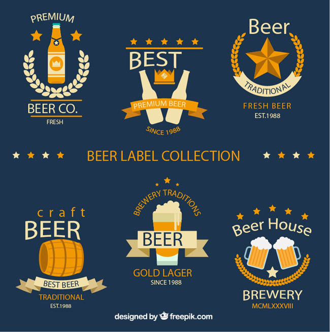 各种啤酒主题的标签标志设计矢量素材