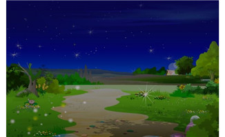 星月满布的夜空下小路flash动画场景设计