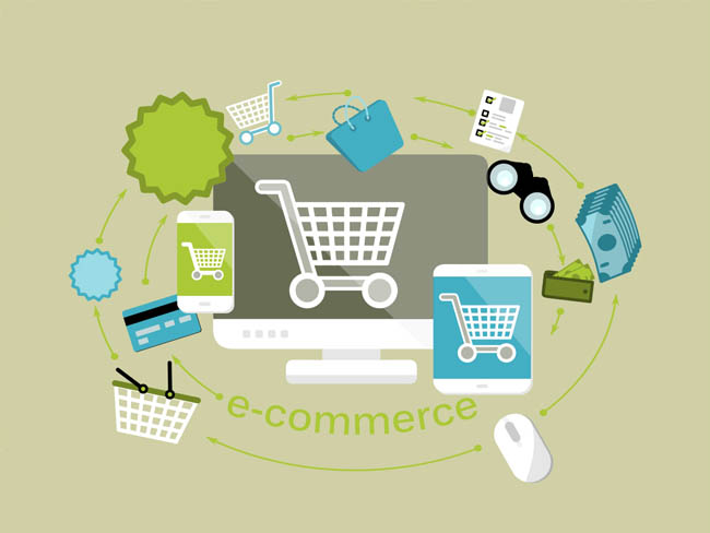 扁平化购物电子商务互联网购物流程图设计素材