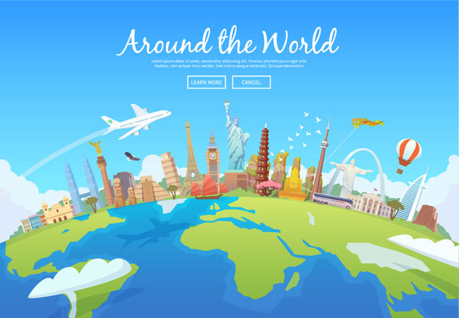 美国旅游旅行社海报设计矢量素材