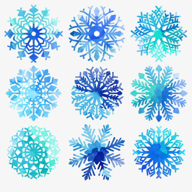 蓝色创意冬季雪花造型图案设计矢量素材