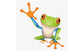 青蛙卡通形象精致设计招手动作矢量素材