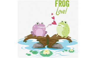 2只青蛙在休闲娱乐的场景设计矢量素材