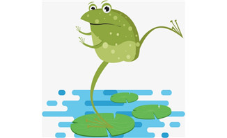 <b>扁平化青蛙在水里蹦跳的动作设计矢量素材下载</b>