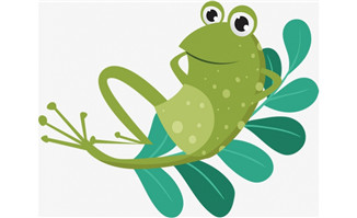 躺在树叶子上睡觉的青蛙动漫卡通形象设计