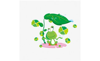 <b>在树叶躲雨的青蛙卡通形象设计矢量素材</b>