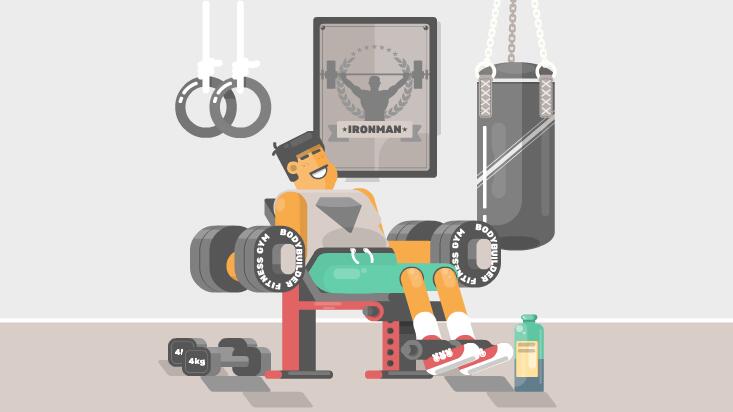 健身教练    健身房   健身的动作   MG动画短片素材