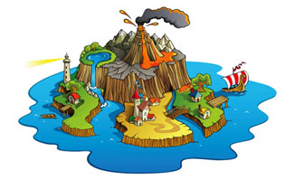 手绘岛屿游戏海岛场景设计矢量素材下载