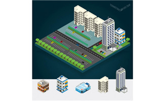 模型城市建筑3d模型图设计矢量素材下载