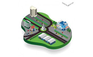 环形交通路线城市建筑城市规划场景设计矢量素