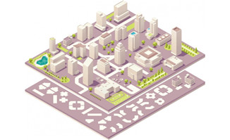城市建筑城市规划设计立体模型楼房场景设计素