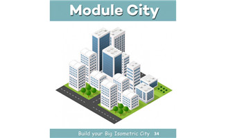 城市高楼建筑群办公楼群设计立体模型设计素材