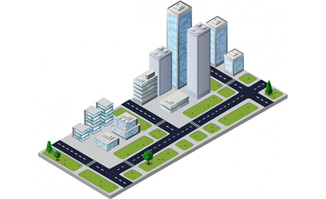 办公园区办公大楼城市楼房设计立体模型矢量素