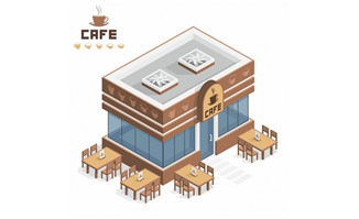 咖啡馆咖啡厅楼房建筑场景设计矢量素材下载