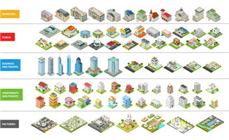 城市建筑城市大楼图标大全设计矢量素材