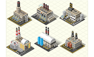 工厂立体多款模型设计厂房建筑设计素材