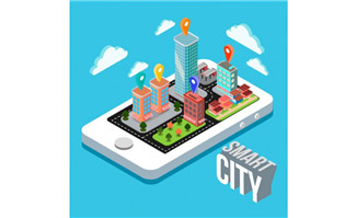 智能手机上城市智能城市建筑模型设计素材