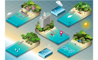 <b>地质海边城市海景房场景立体模型设计矢量素材</b>